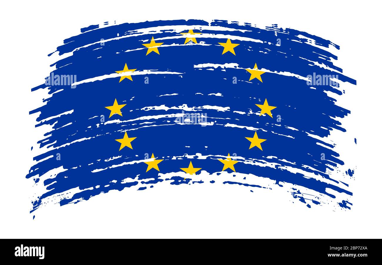 European Union torn flag in grunge brush stroke, vector image Stock ...