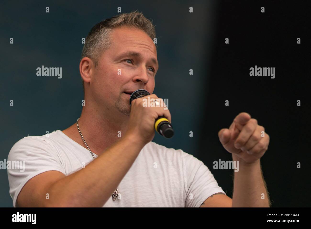 Mitch Keller at Schlager Olymp 2019 in Berlin - presented by Radio Paloma in the Berlin leisure and recreation park LÃ¼bars. Stock Photo