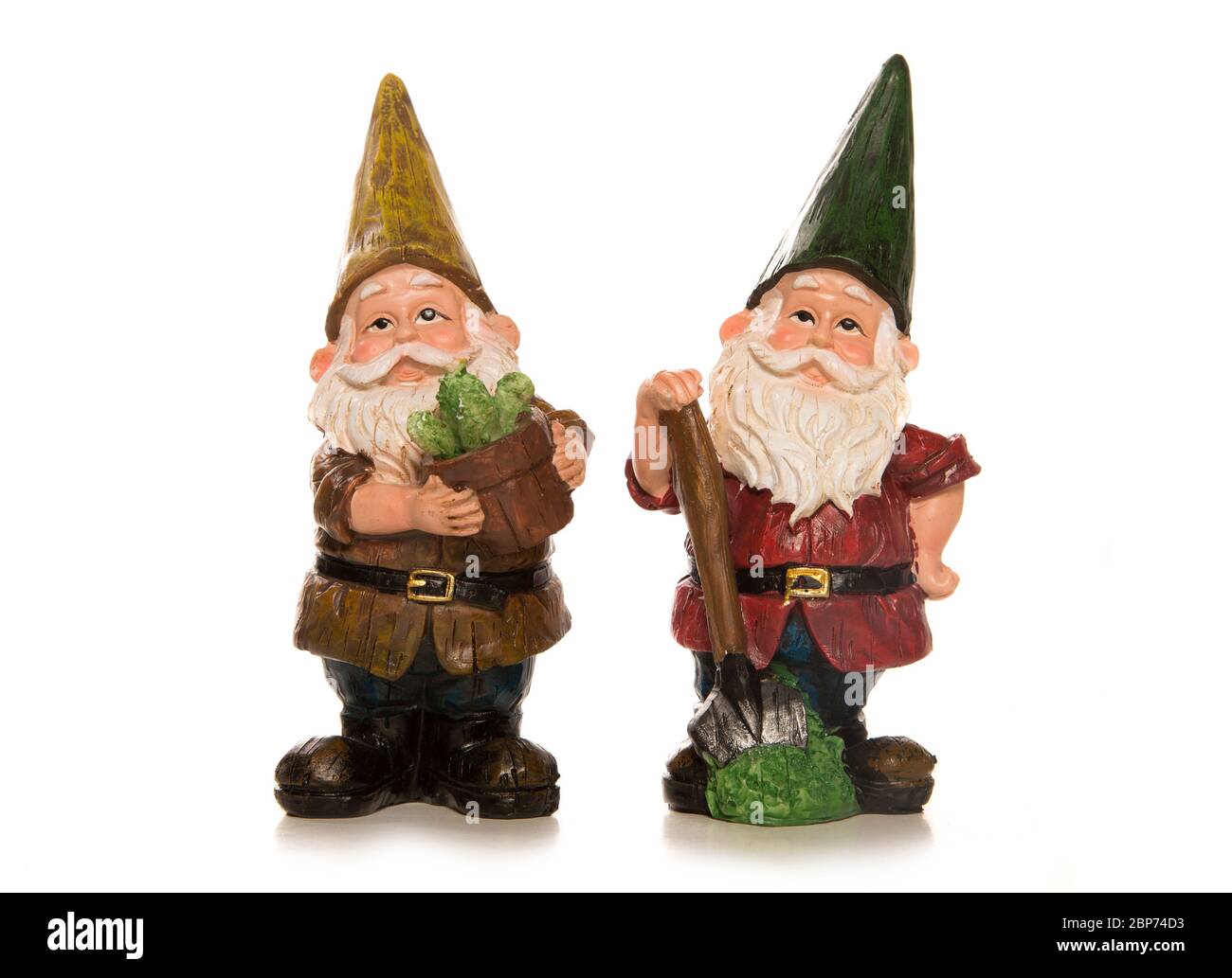 two gnomes isolated on a white background Stock Photo