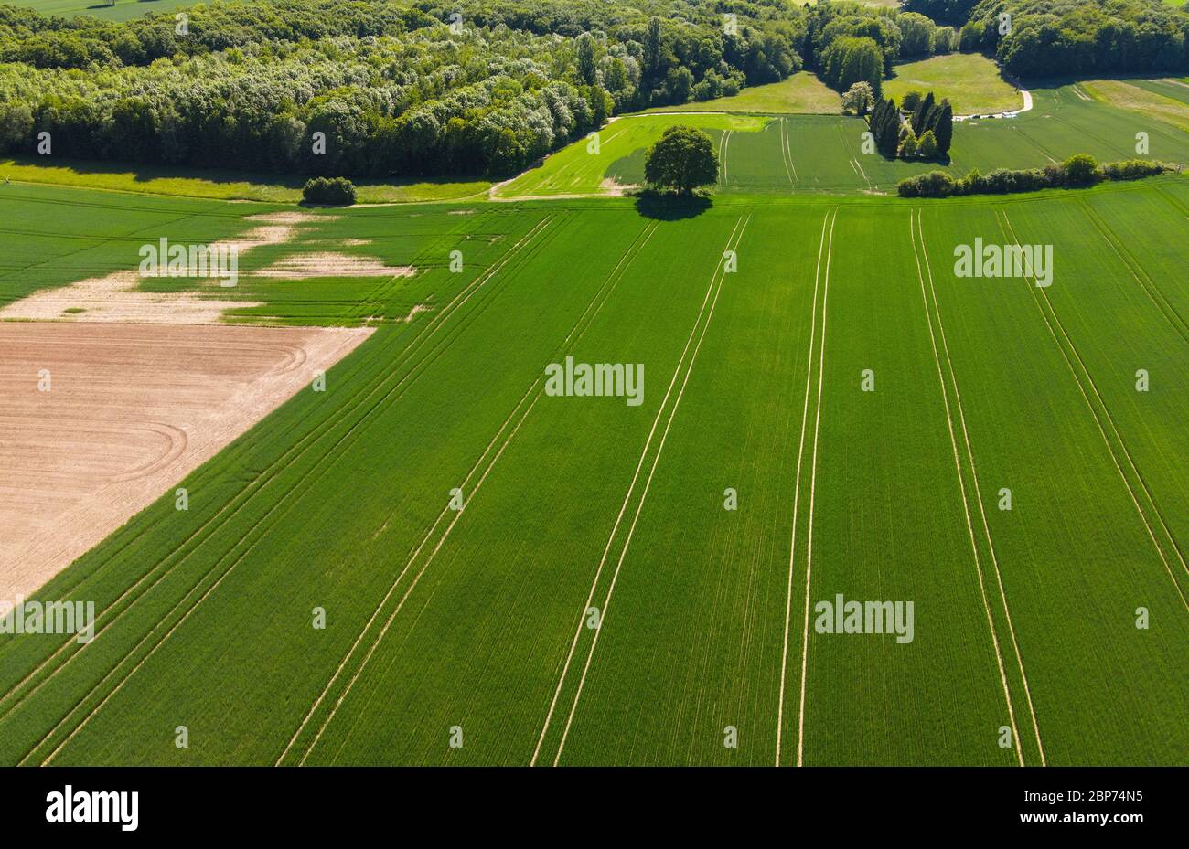 Drone flying over farmland fields hi-res stock photography and images ...