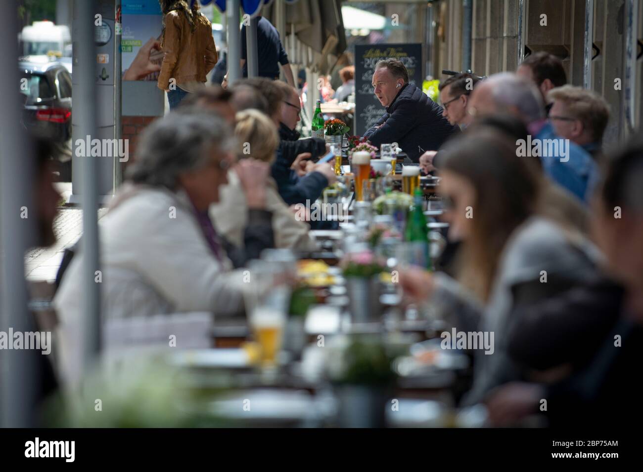 Beer and food following Corona lockdown.Restaurants in Berlin re-open 15-05-2020 at the Augustiner am Gendarmenmarkt, Berlin. Stock Photo
