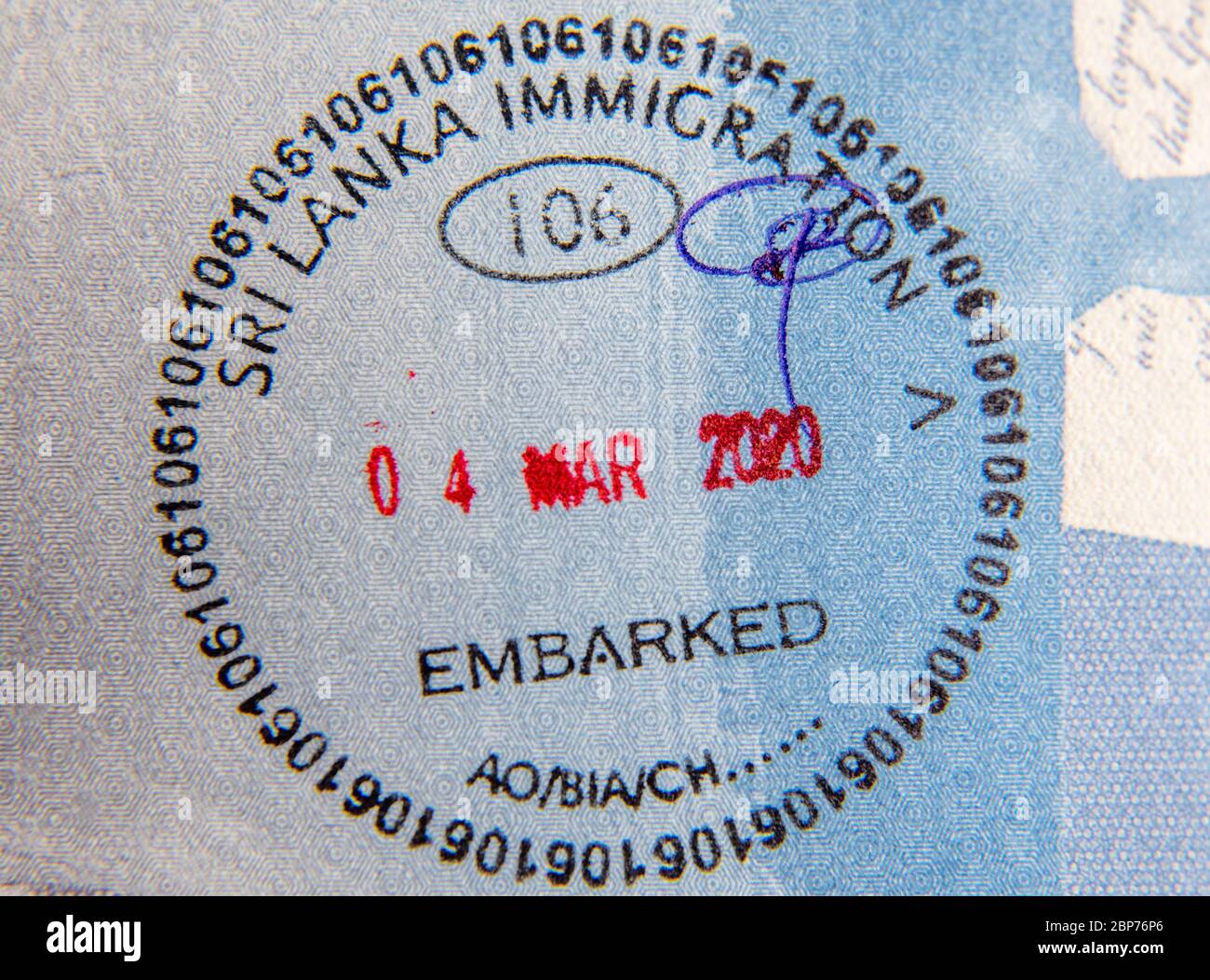 Sri Lanka stamp in a US passport Stock Photo Alamy