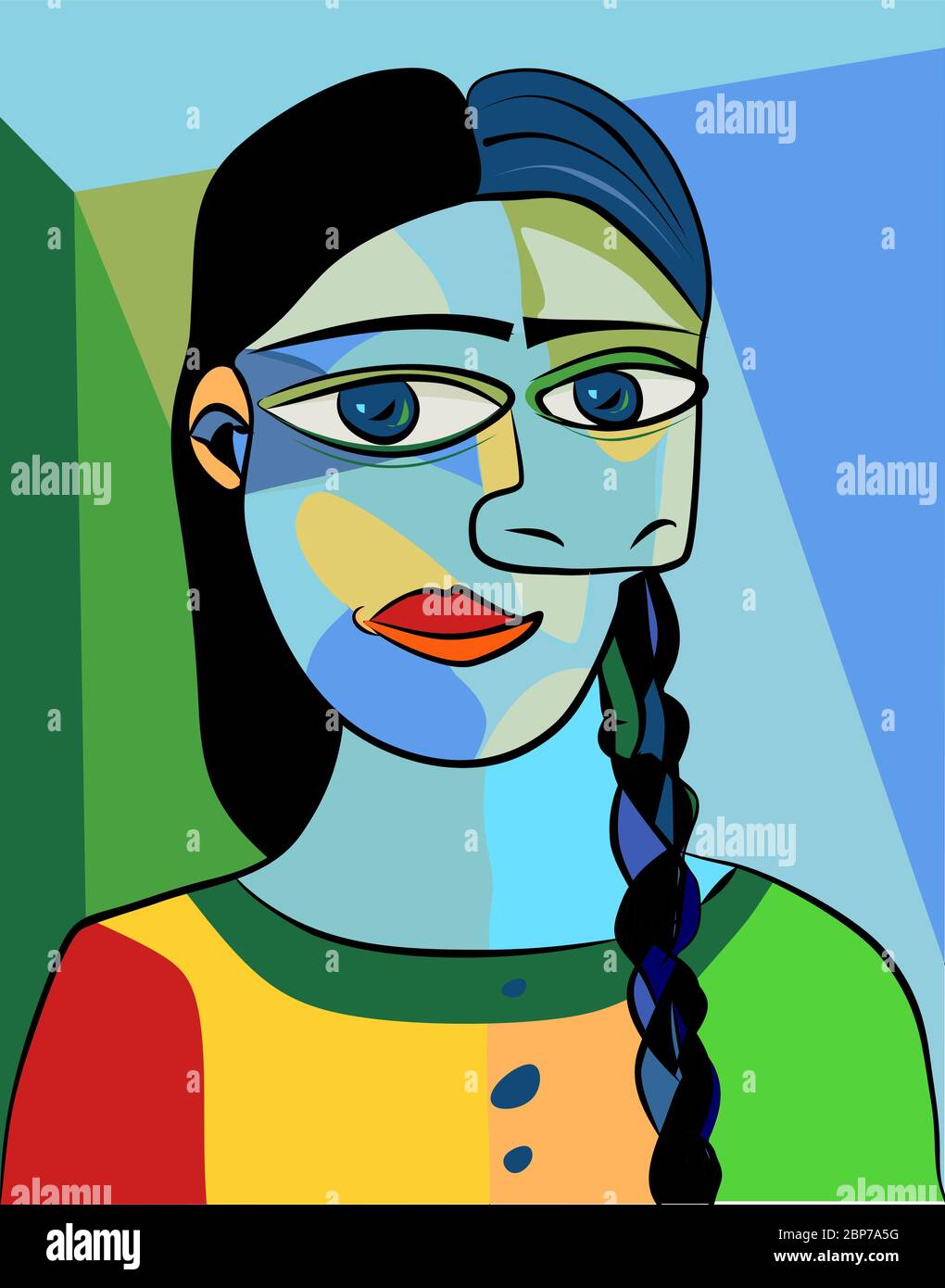 Abstract Braid Colorful abstract background, cubism art style,girl with braid Stock ...