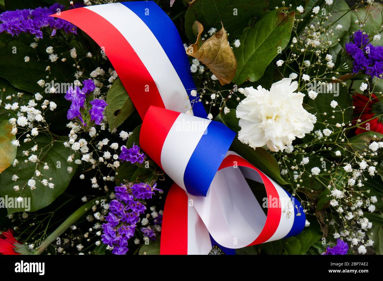 Spray of flowers, miliary memorial, Inimond, Bugey massif, Ain, France