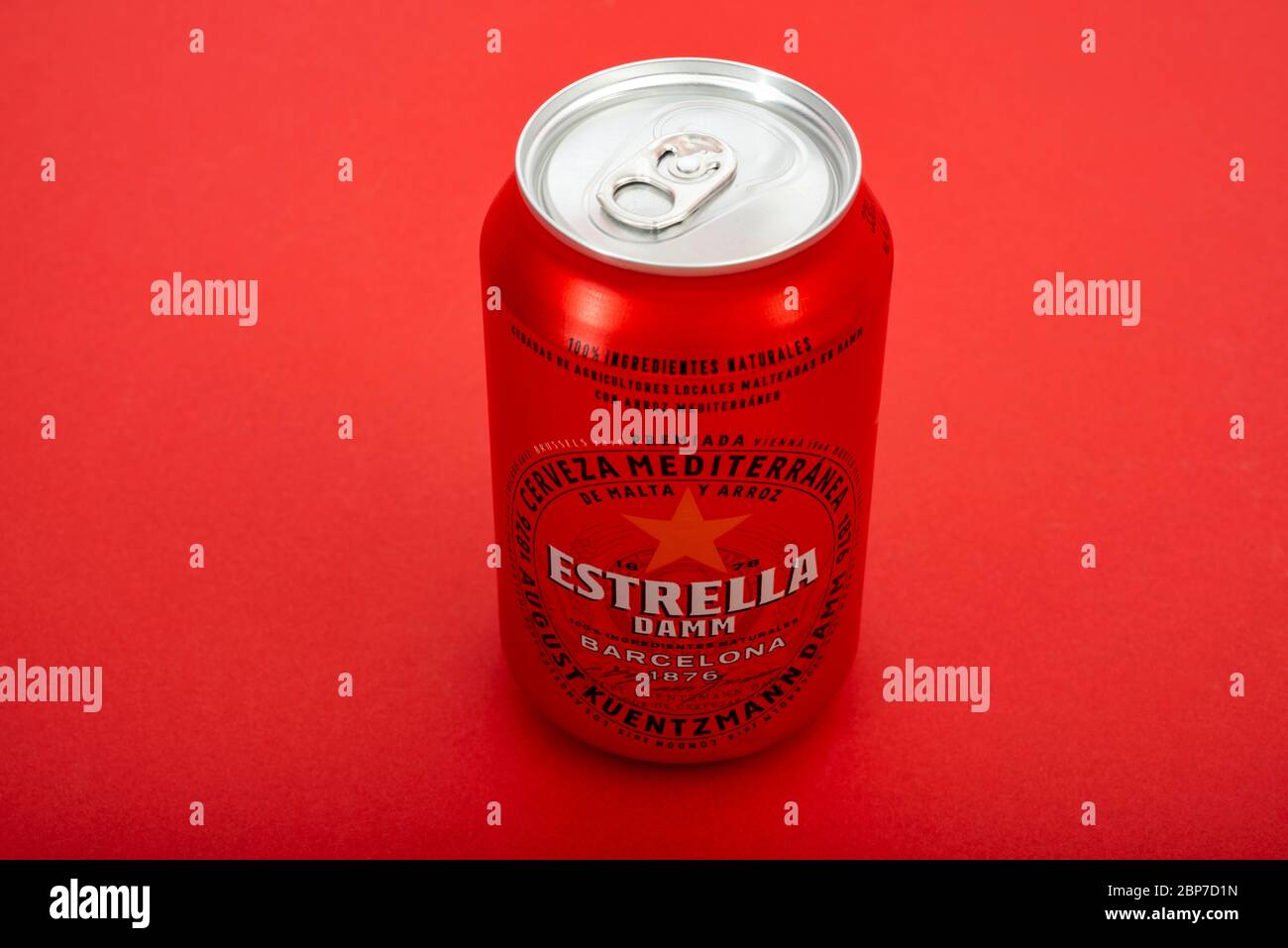 Estrella Damm beer Stock Photo