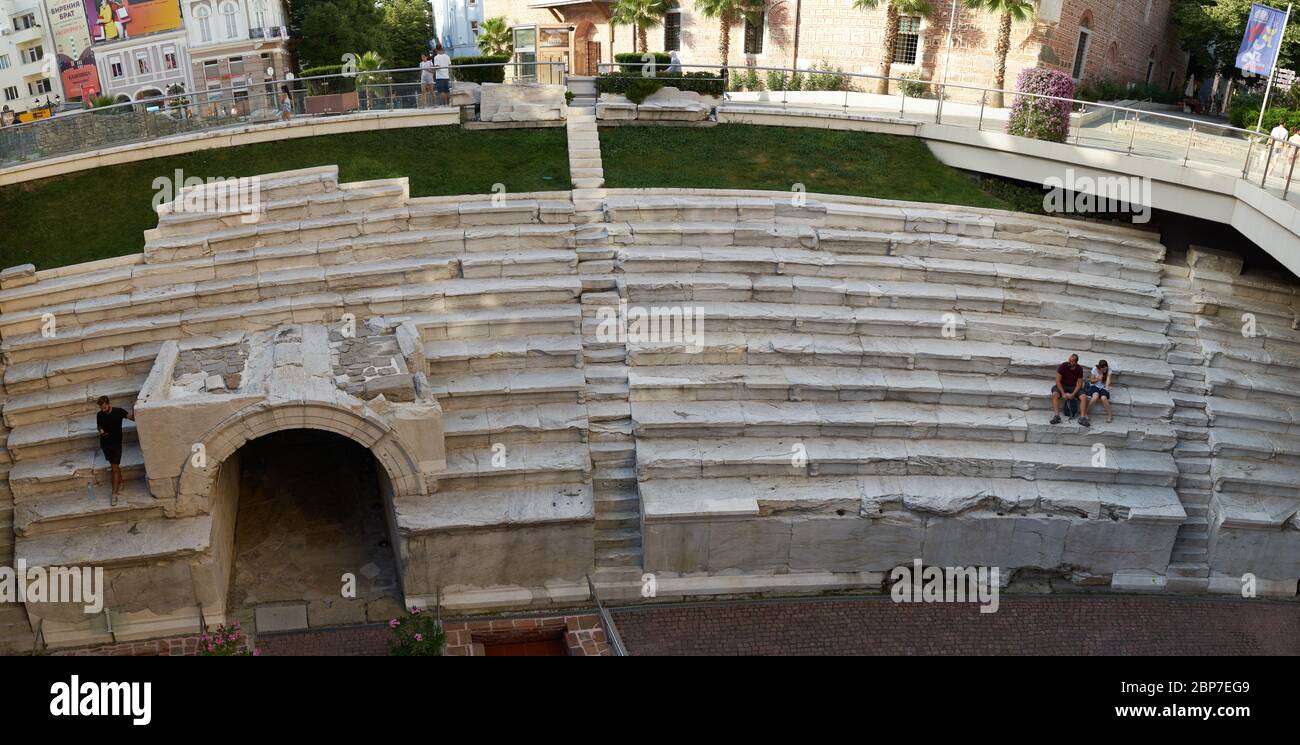 PLOVDIV, BULGARIA - JULY 02, 2019: Ancient Stadium of Philipopolis. Plovdiv is the second largest city in Bulgaria. Stock Photo