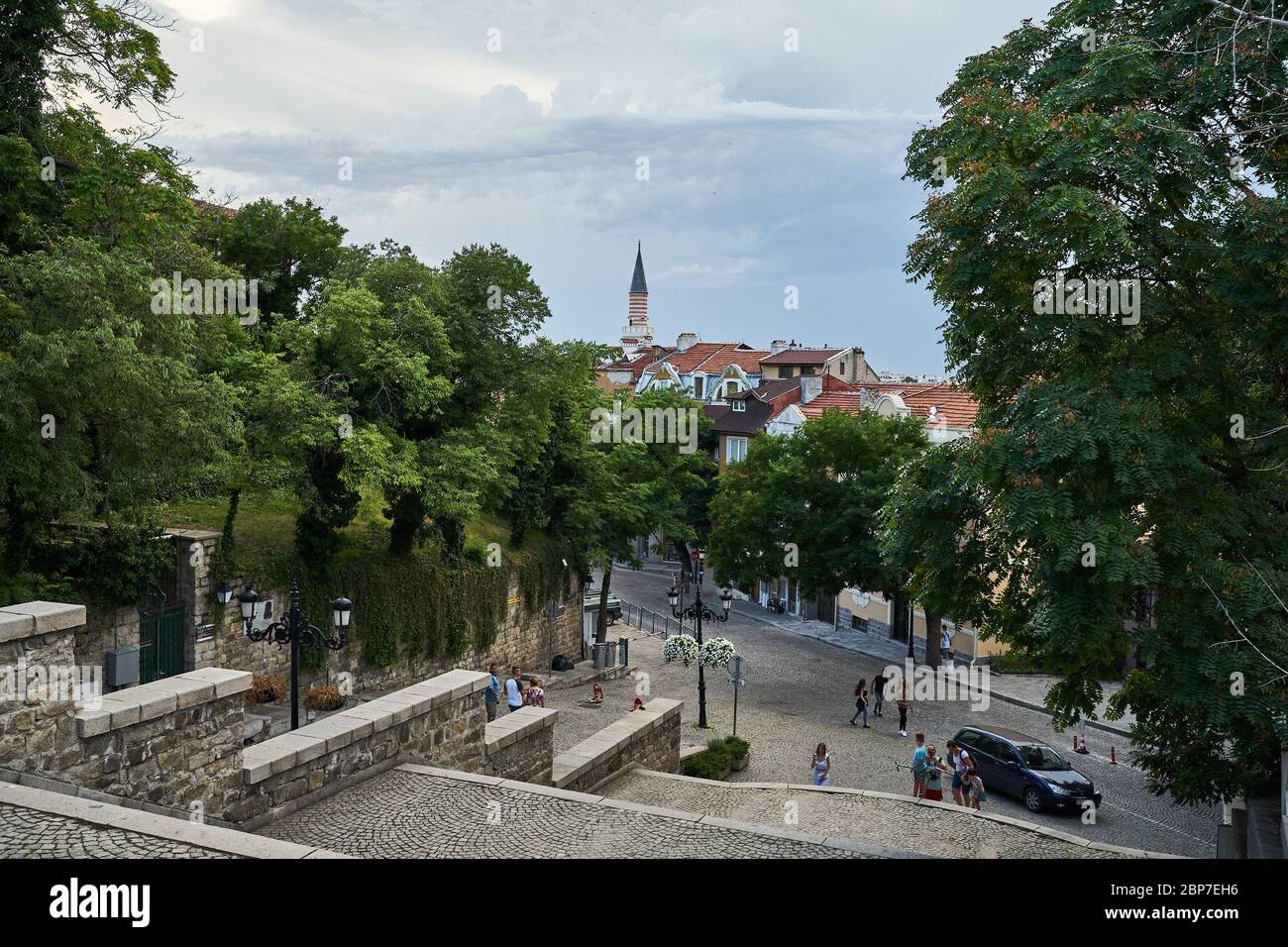 PLOVDIV, BULGARIA - JULY 02, 2019: The view on the city. Plovdiv is the second largest city in Bulgaria. Stock Photo