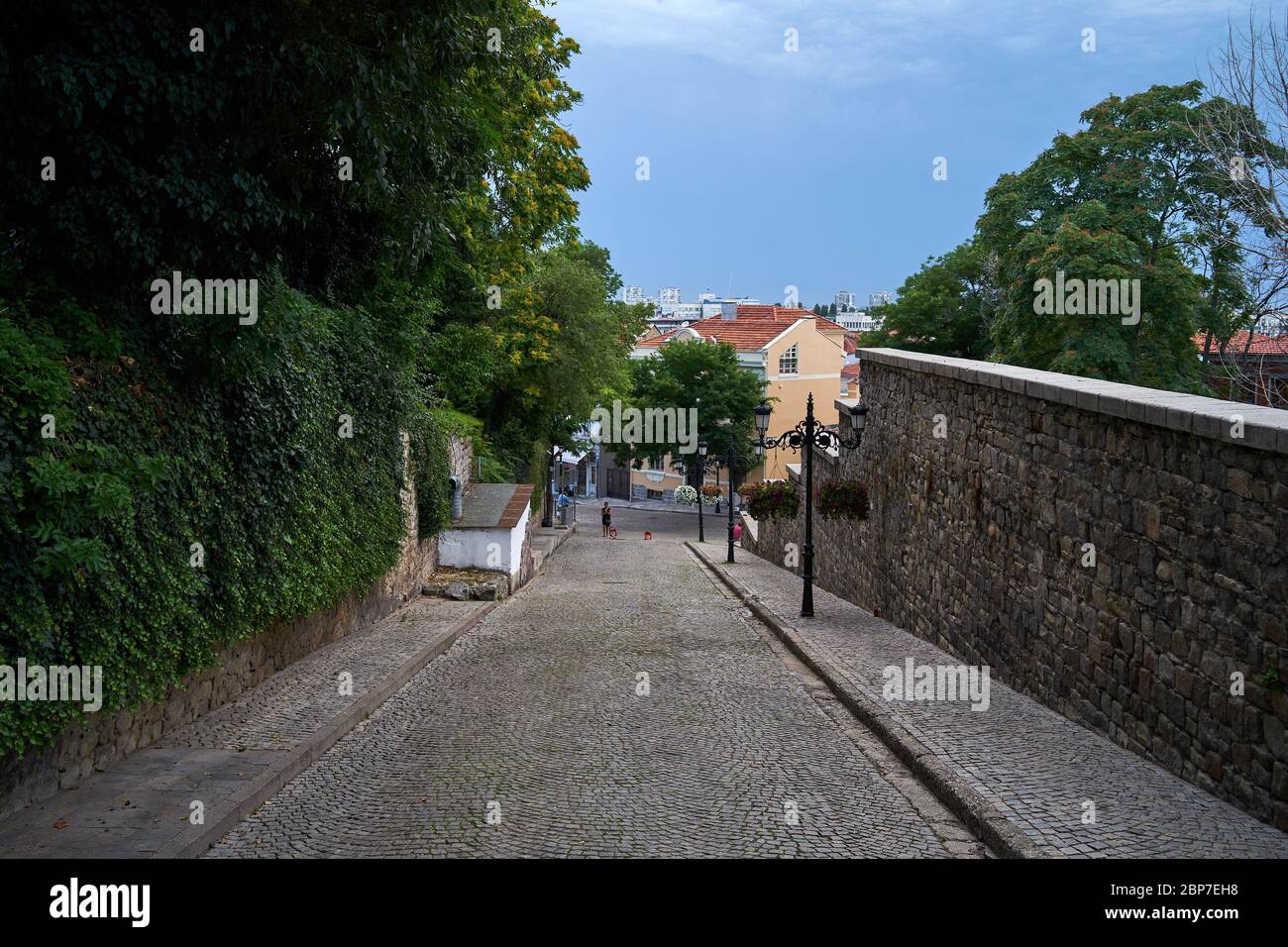 PLOVDIV, BULGARIA - JULY 02, 2019: One of the streets in the old city. Plovdiv is the second largest city in Bulgaria. Stock Photo
