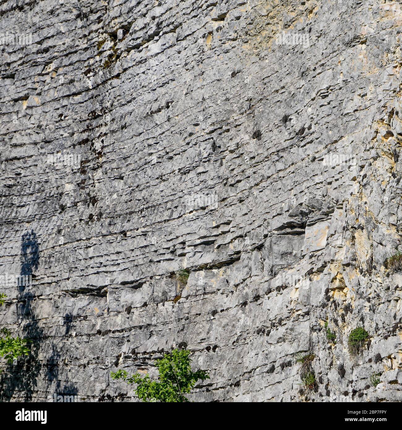 Stone stratas, Stone querry, Cerin, Bugey Massif, Ain, France Stock Photo