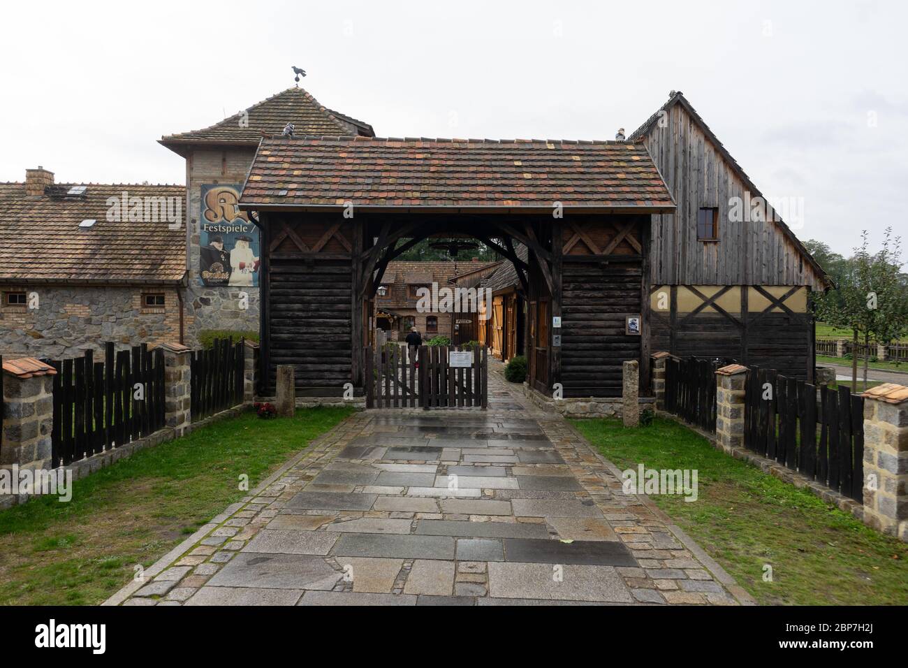 SCHWARZKOLLM, GERMANY - OCTOBER 10, 2019: Water mill and area around from the legend of Koselbruch Krabat-Muhle (The Satanic Mill). Krabat is a character in Sorbian folklore. Stock Photo