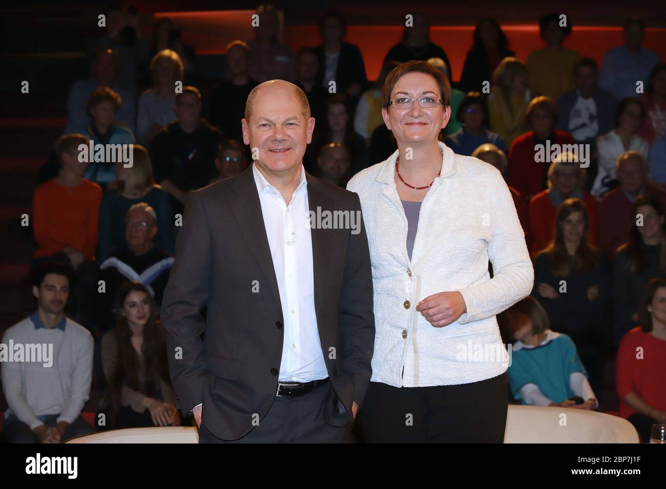 Olaf Scholz,Klara Geywitz,Markus Lanz Talkshow from Studio Stahltwiete,Hamburg,19.11.2019 Stock Photo