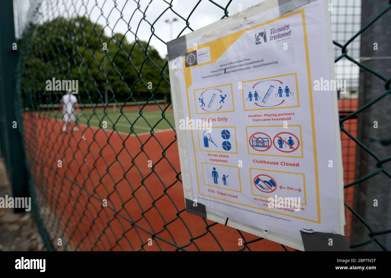 Players on court at Shankill Tennis Club, Dublin, as phase one of Ireland's  five phase exit plan was triggered on Monday Stock Photo - Alamy