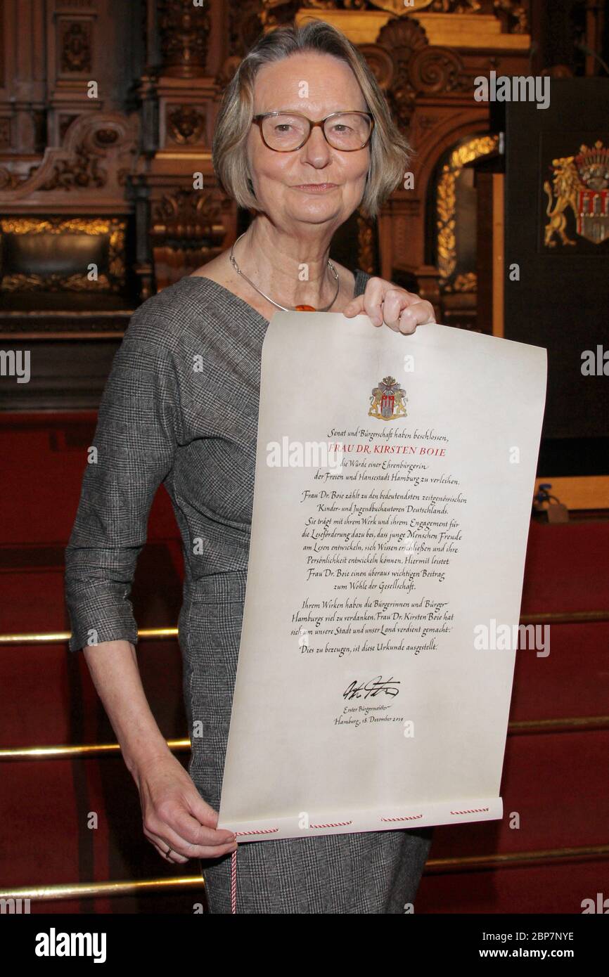 Kirsten Boie,Honorary Citizenship Award to Kirsten Boie,Hamburg City Hall,18.12.2019 Stock Photo