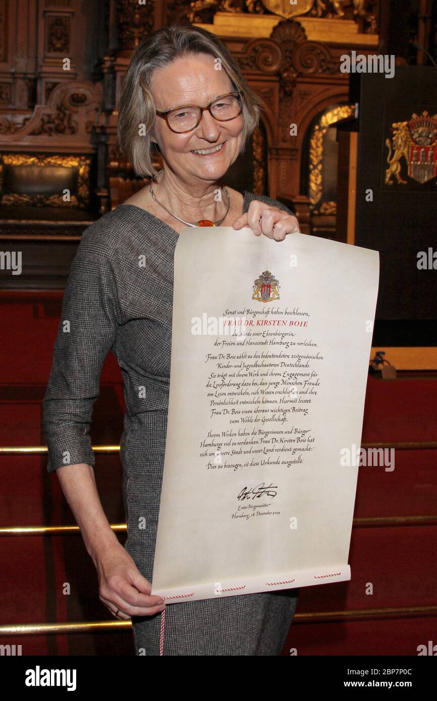 Kirsten Boie,Honorary Citizenship Award to Kirsten Boie,Hamburg City Hall,18.12.2019 Stock Photo
