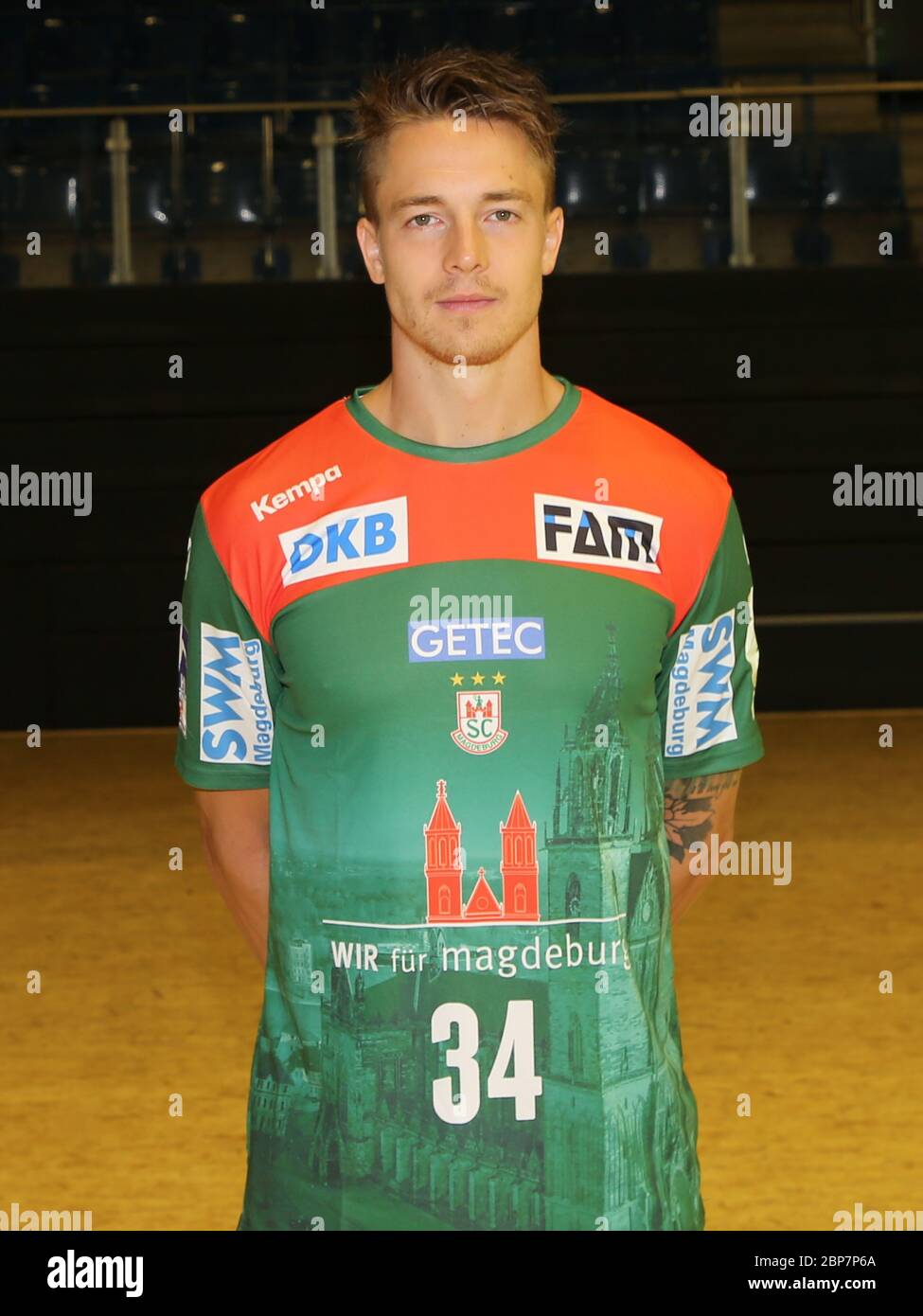danish Handball Player Michael Damgaard, SC Magdeburg, Liqui Moly HBL, Handball-Bundesliga Season 2019-20 Stock Photo