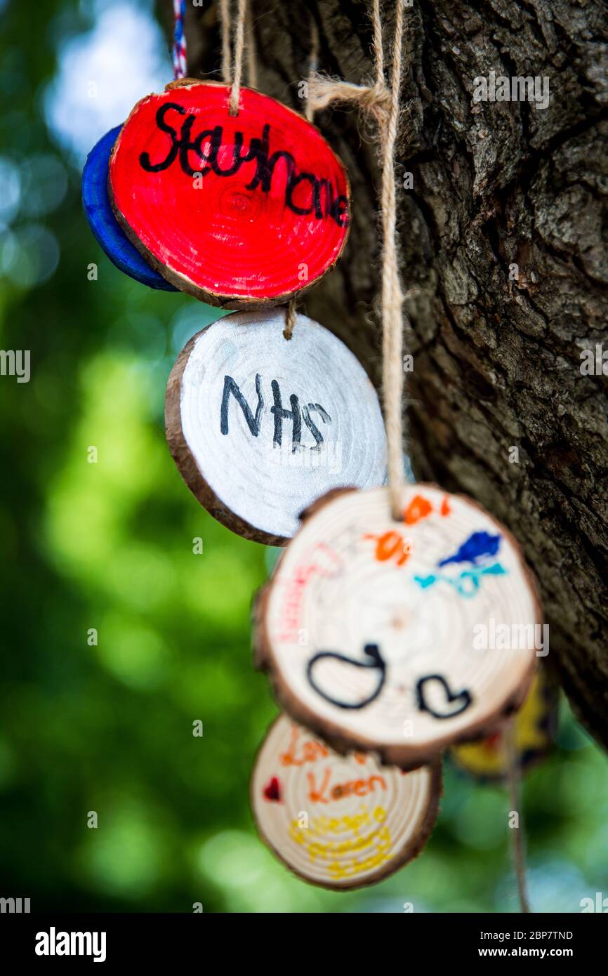 On Sunday 17th May, 2020, I discovered this 'Positivity Tree' filled with messages of hope, love, and support during this difficult time. Stock Photo