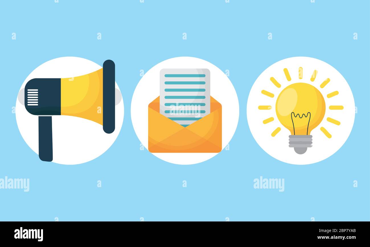 digital marketing tech with set icons Stock Vector Image & Art - Alamy