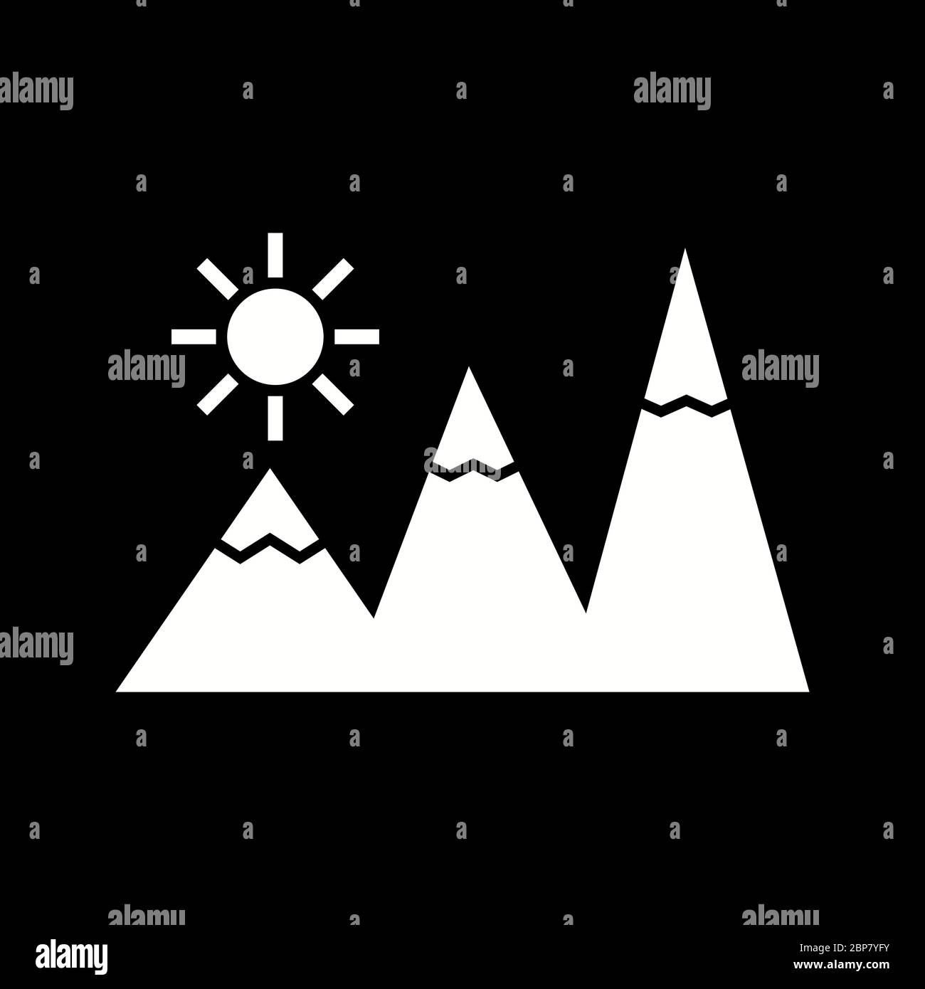 Beautiful Sunshine on Mountains Glyph Vector Icon Stock Vector