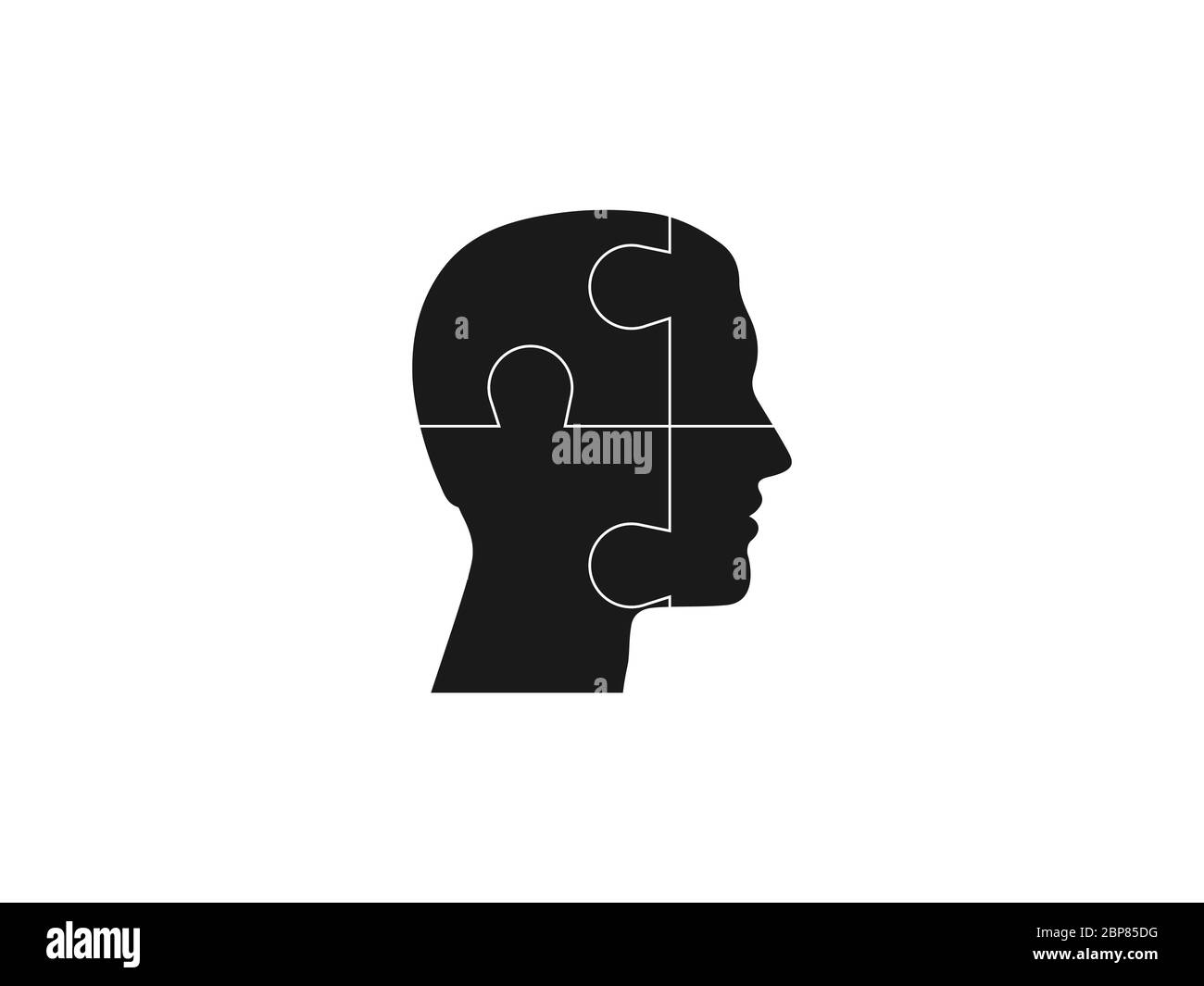 Human head, puzzle icon. Vector illustration, flat design. Stock Vector