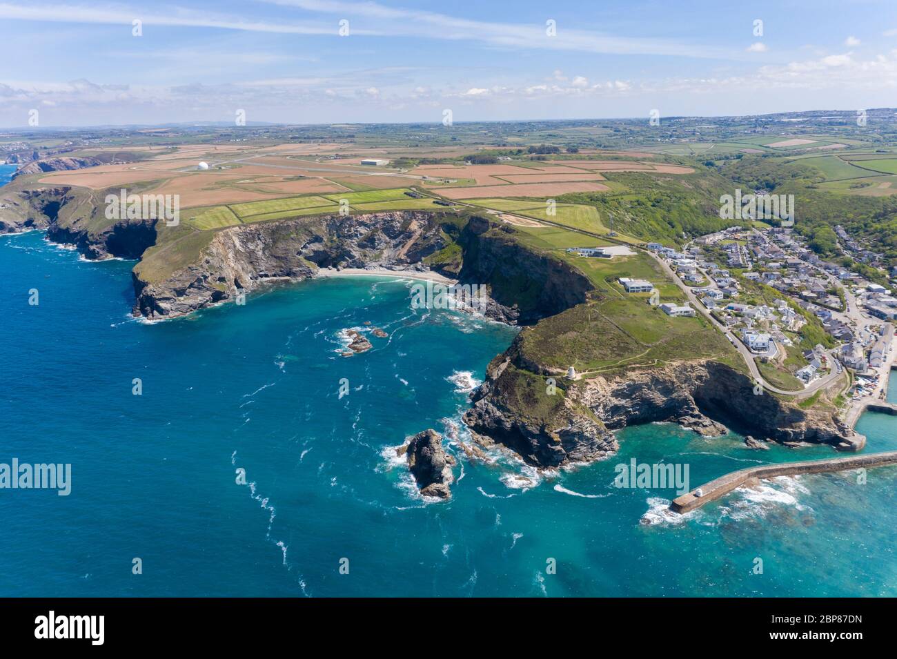 Aerial photograph of Portreath Beach, Cornwall, England Stock Photo