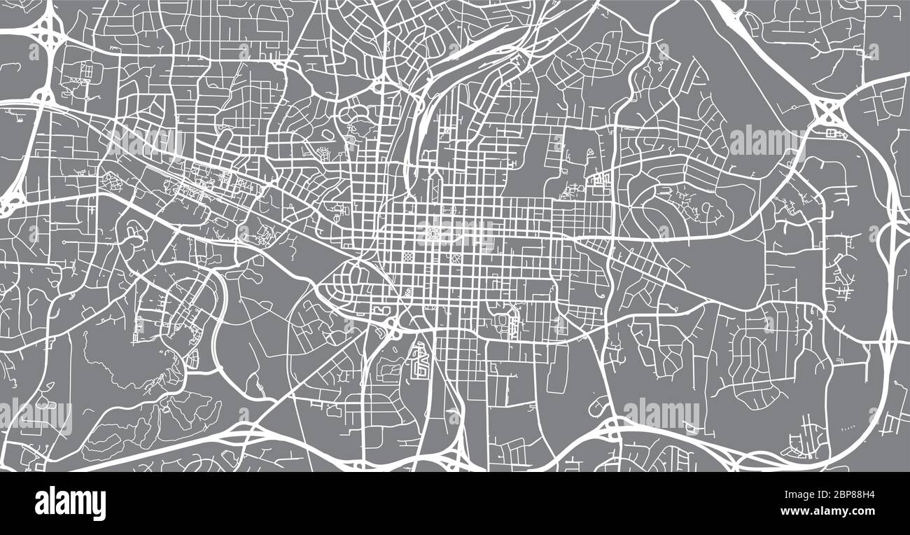 Urban vector city map of Raleigh, USA. North Carolina state capital ...