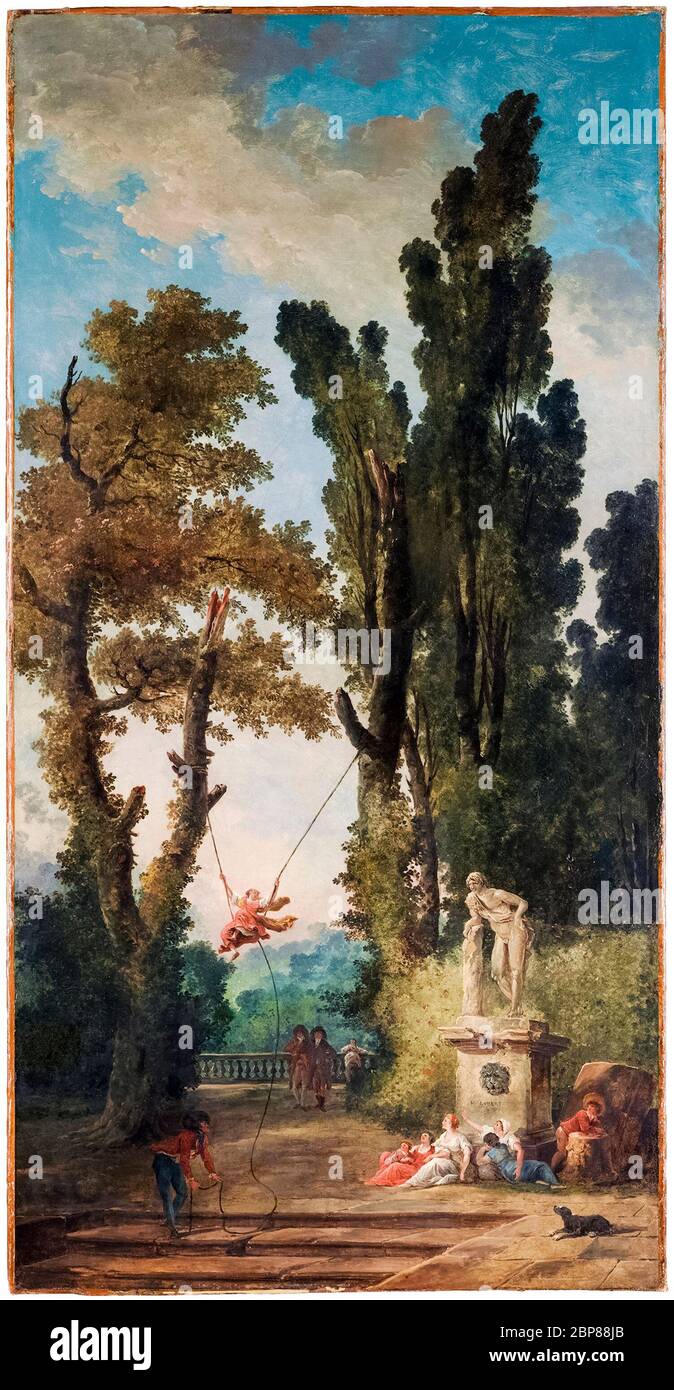 Hubert Robert, The Swing, painting, before 1808 Stock Photo