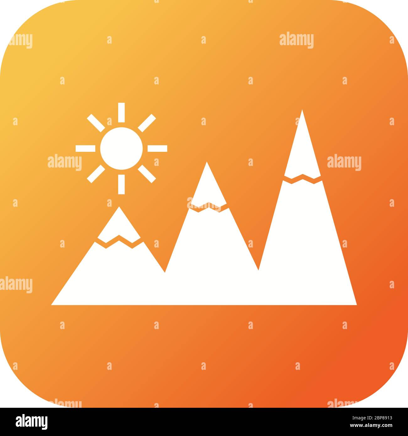 Beautiful Sunshine on Mountains Glyph Vector Icon Stock Vector