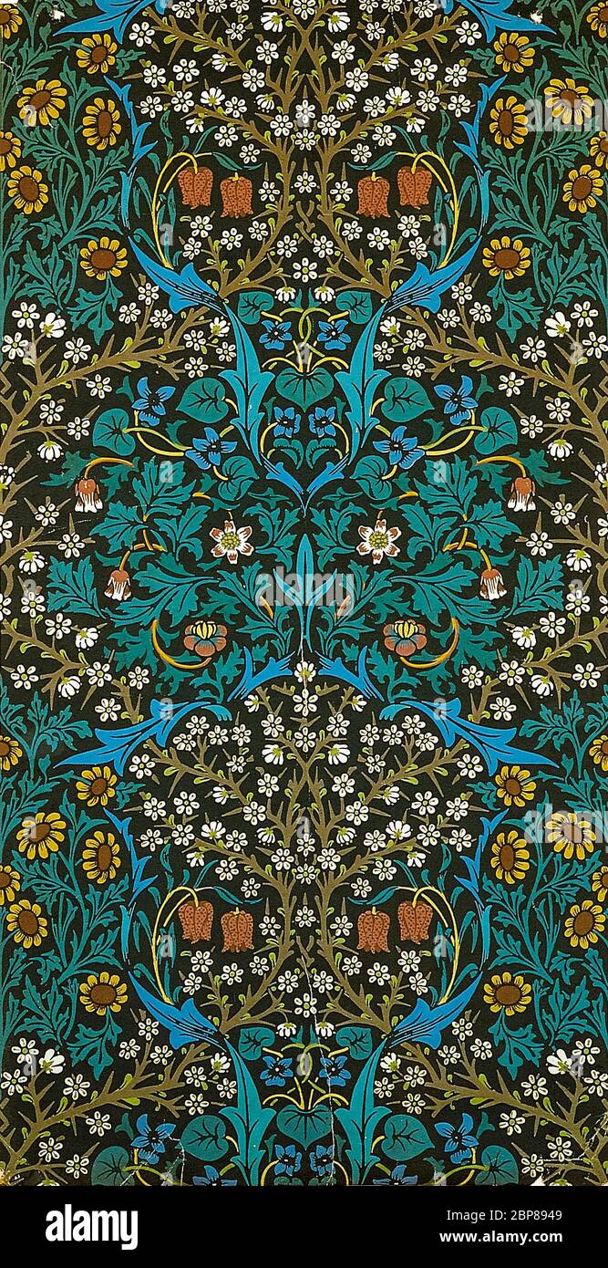 William Morris, John Henry Dearle, Morris & Co, Blackthorn, wallpaper pattern, 1892 Stock Photo