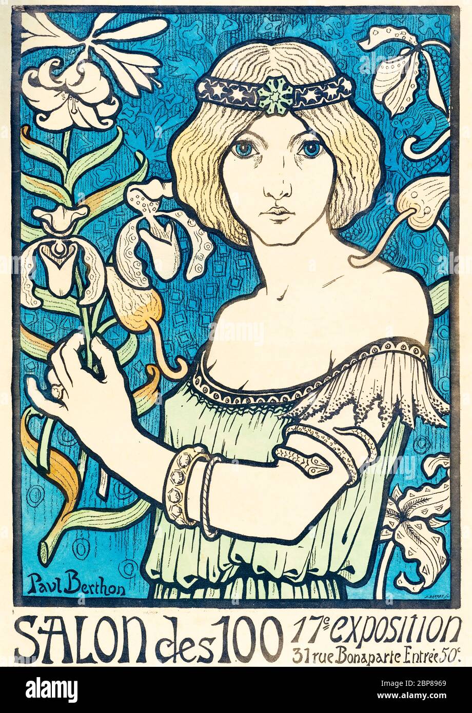 Paul Berthon, Salon des Cent: (Salon des 100), Art Nouveau poster, 1895 Stock Photo