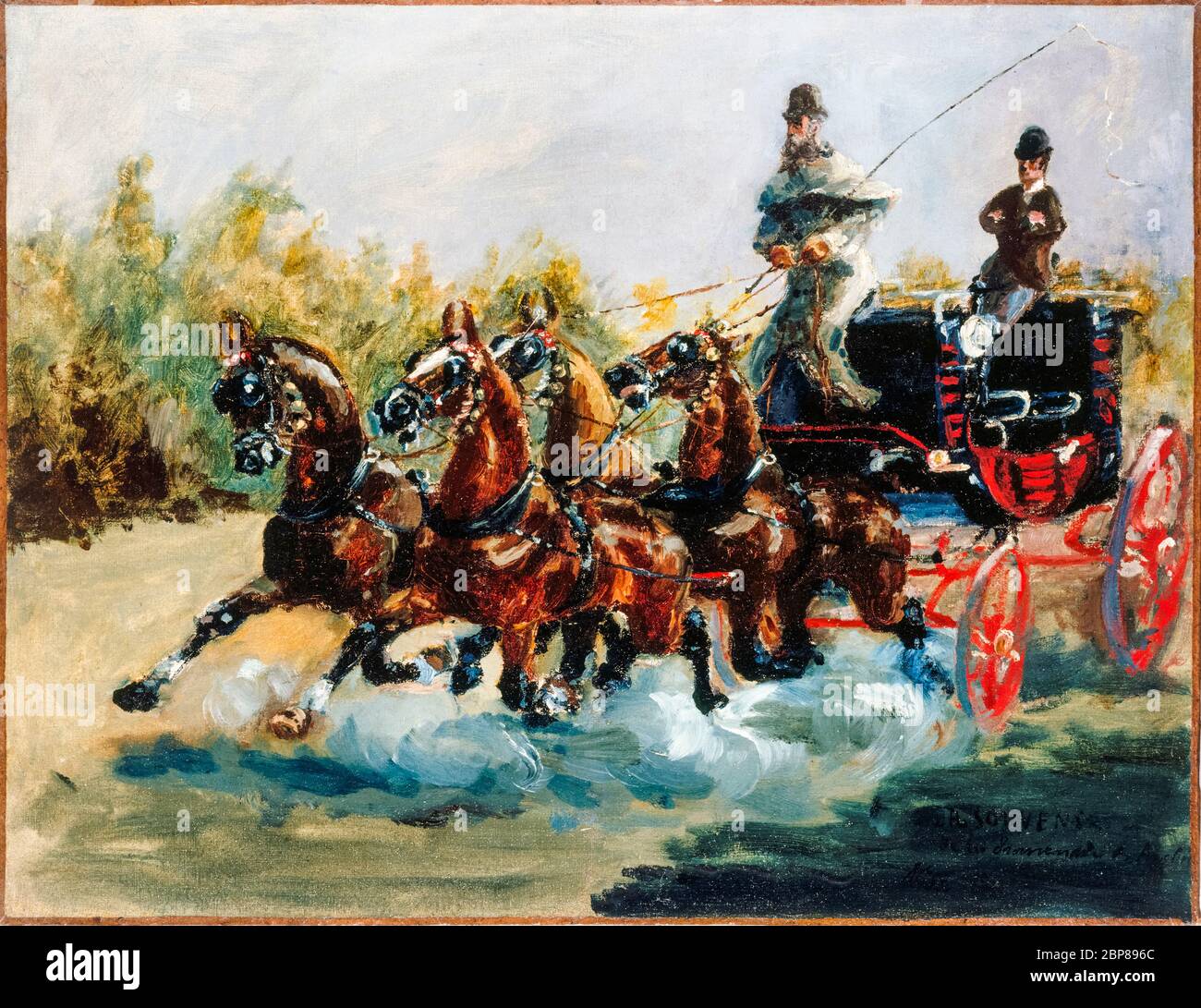 Horse Drawn Carriage, Nice, painting by Henri de Toulouse-Lautrec, 1880 Stock Photo