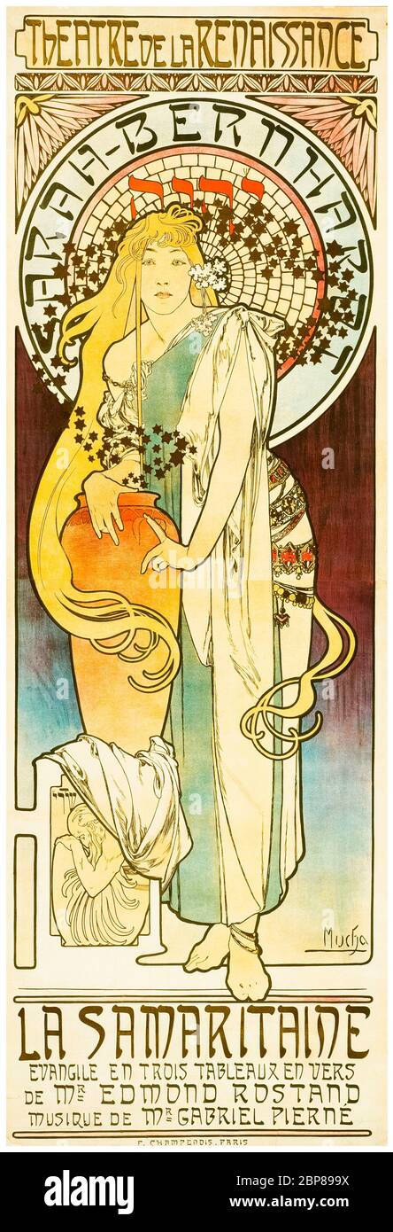 Alphonse Mucha, La Samaritaine: (Sarah Bernhardt), Art Nouveau poster, 1897 Stock Photo