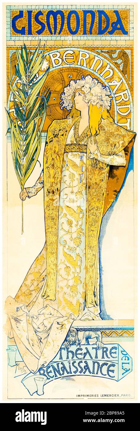 Alphonse Mucha, Gismonda: (Sarah Bernhardt), Art Nouveau poster, 1894-1895 Stock Photo