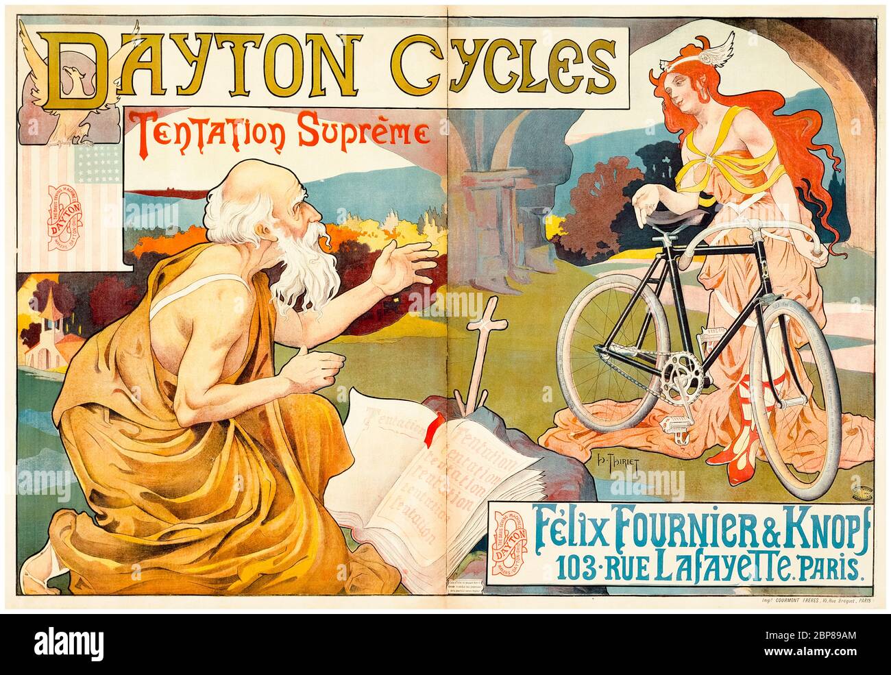 Henri Thiriet, Dayton Cycles, Art Nouveau Advertisement, poster, 1898 Stock Photo