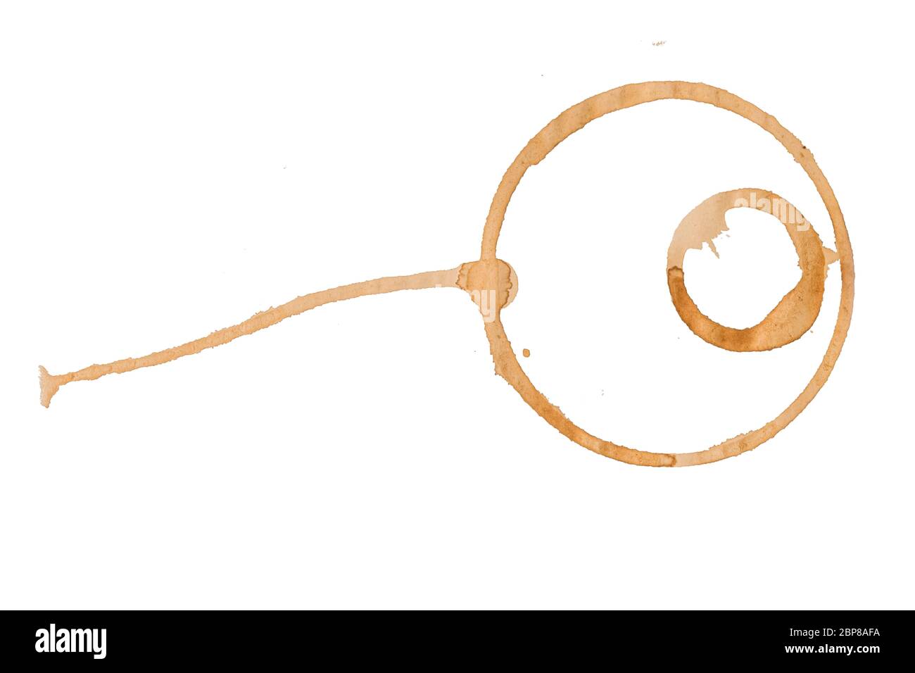 Coffee stains cups rings on a paper, Isolated on white background Stock