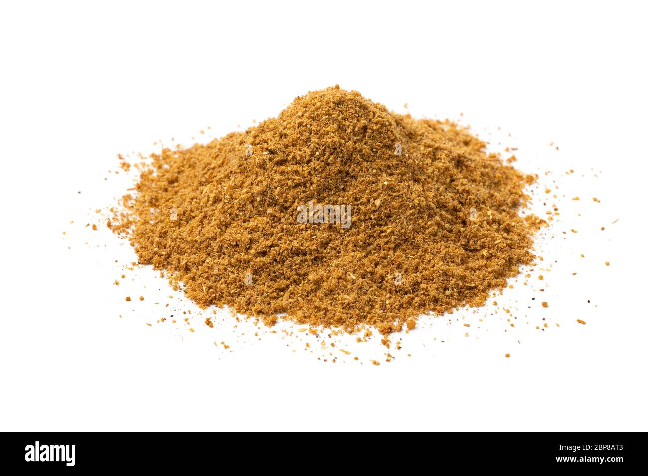 Heap of traditional Indian masala powder close up isolated on white background Stock Photo