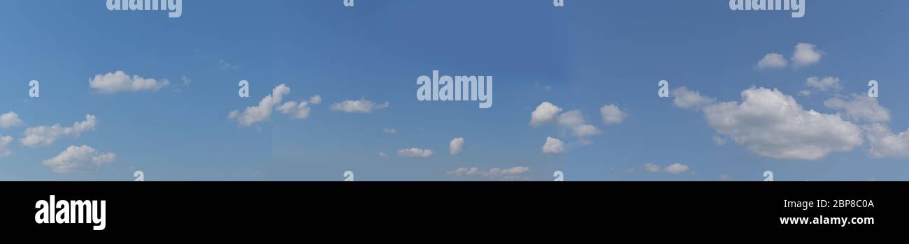 blue sky background with white tiny clouds. panorama picture Stock Photo