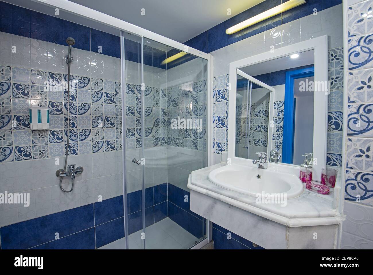 Interior design of a luxury show home bathroom with shower Stock Photo ...