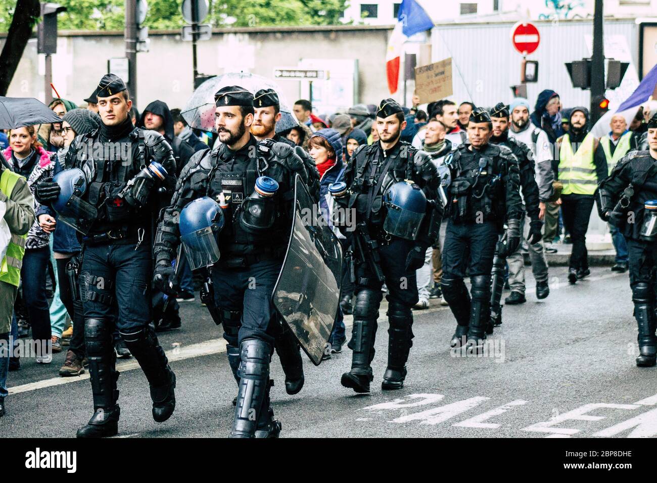 Paris France May 04, 2019 View of a riot squad of the French National ...