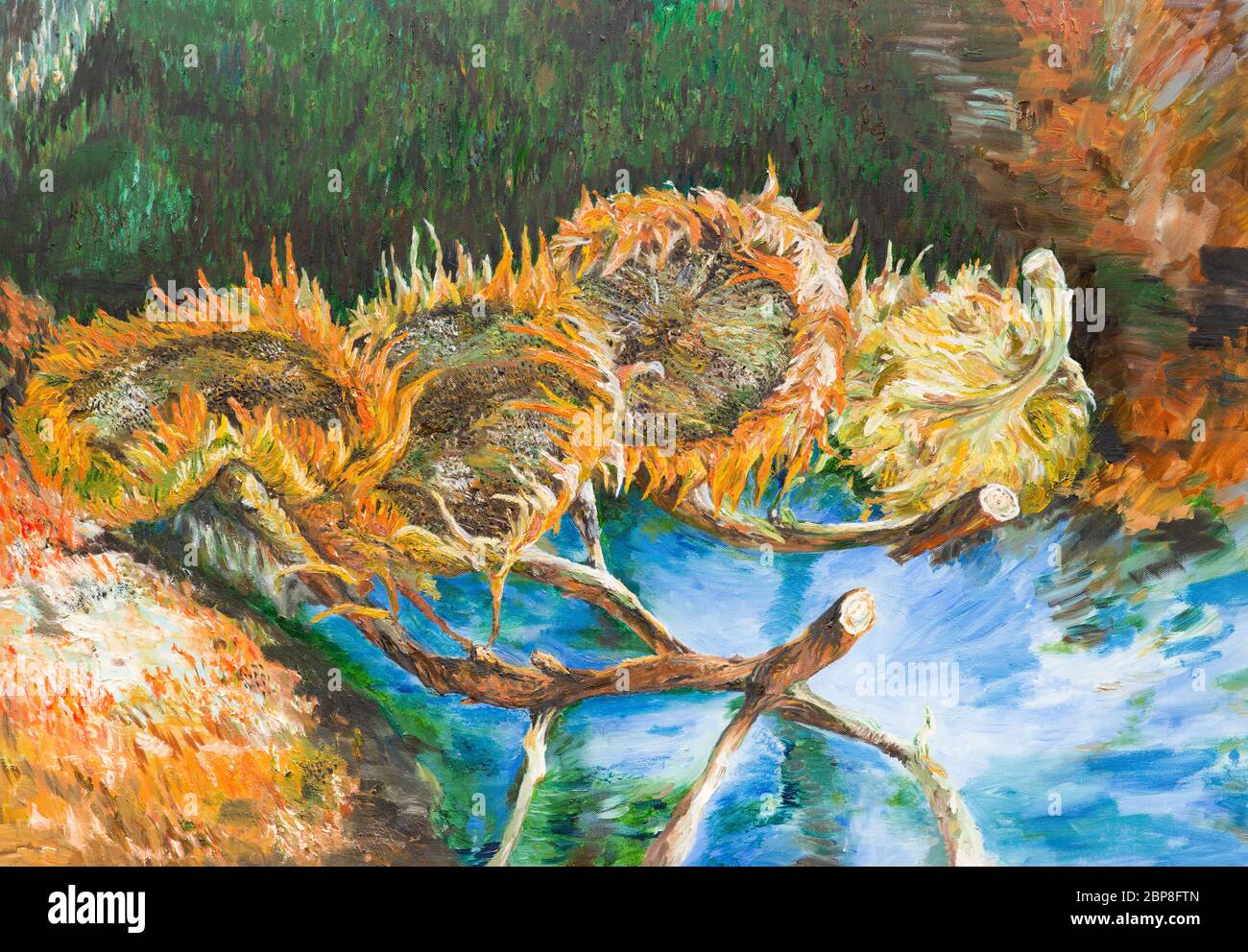 oil painting illustrating a replica of a famous painting made by Vincent van Gogh Stock Photo