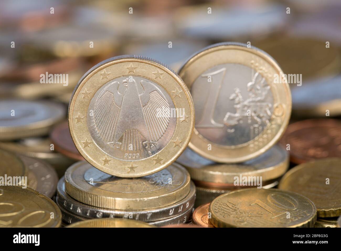 Eine ein Euro Münze aus dem EU Land Deutschland Stock Photo