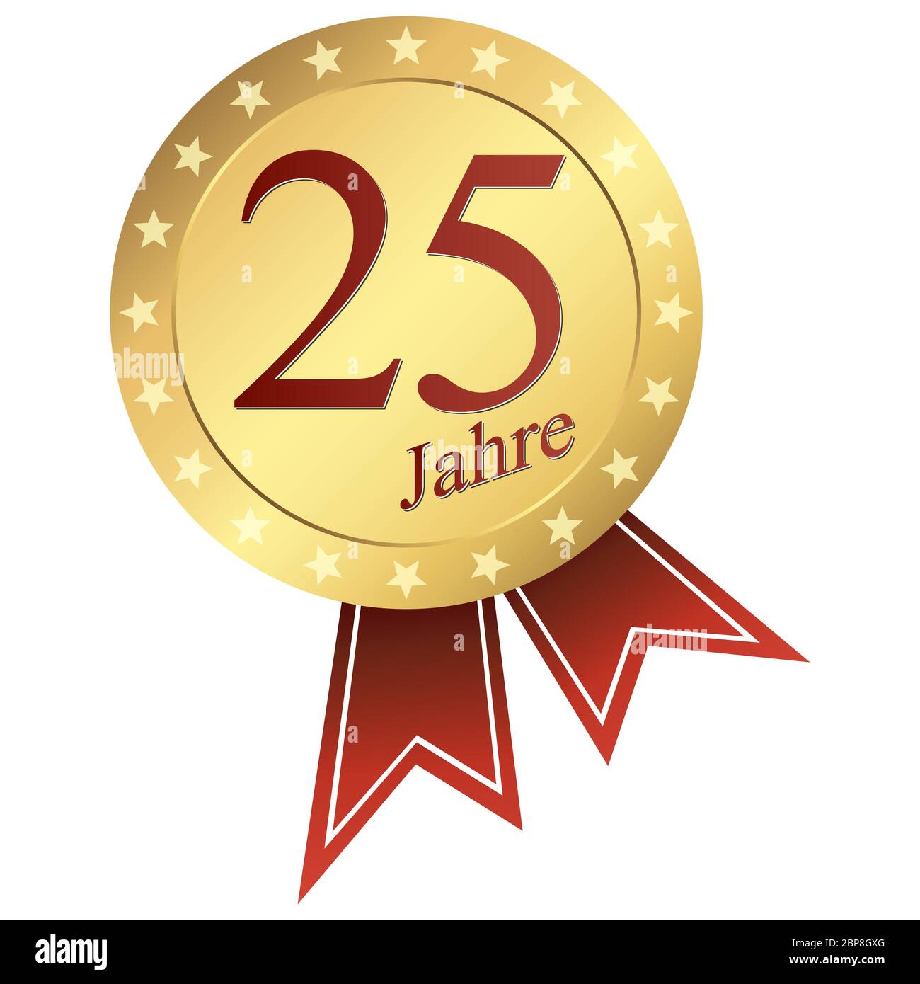 gold jubilee button german - 25 Jahre Stock Photo