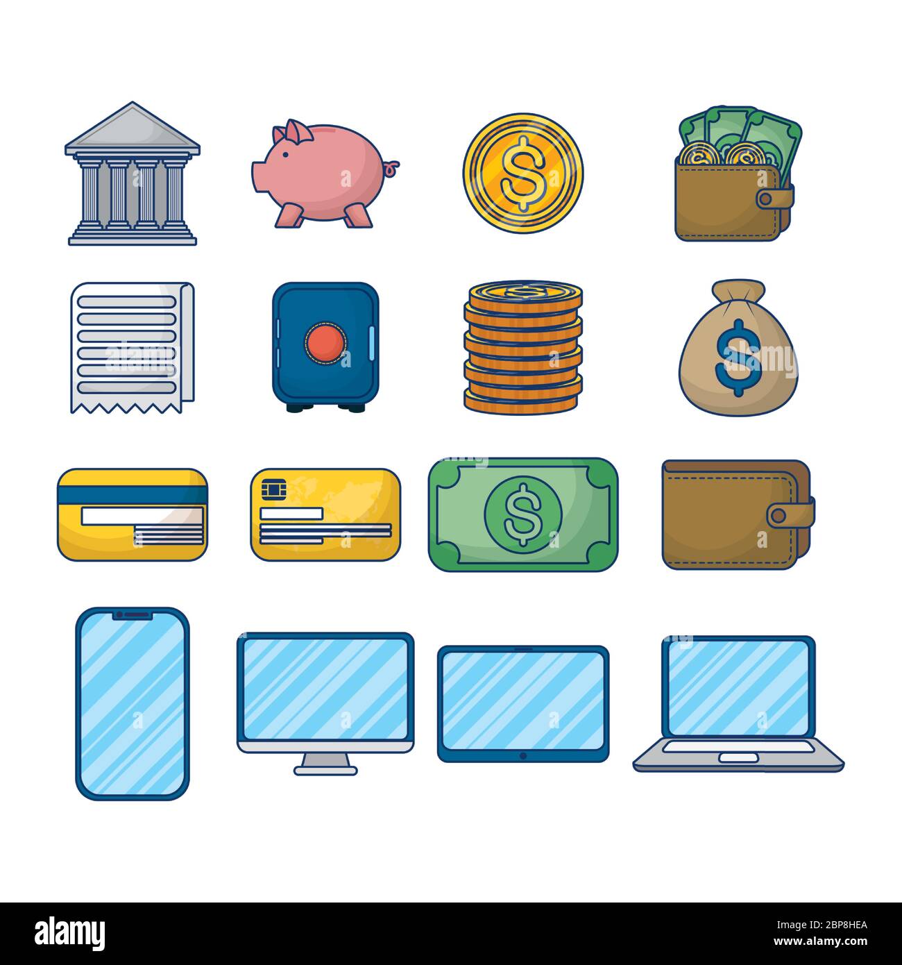 bundle of banking online technology set icons Stock Vector Image & Art ...