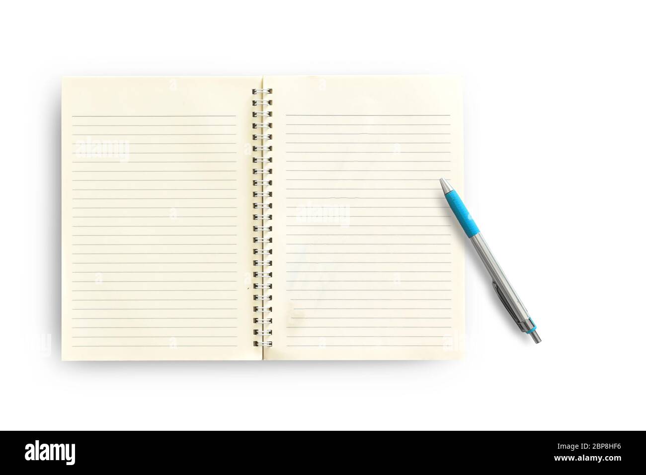 paper notebook,pen Isolated on white background. with clipping path. Stock Photo