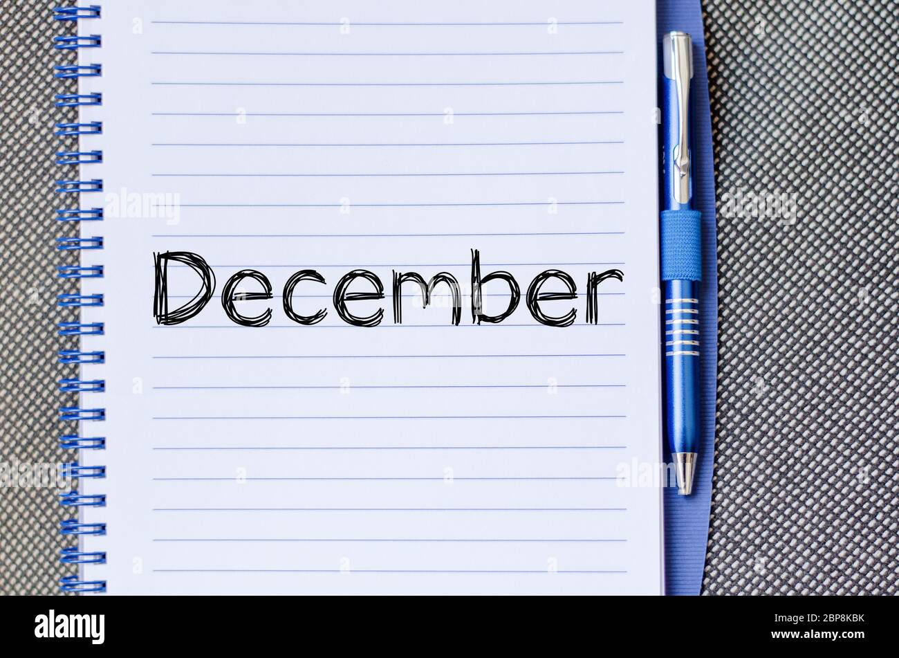 December text concept write on notebook Stock Photo - Alamy