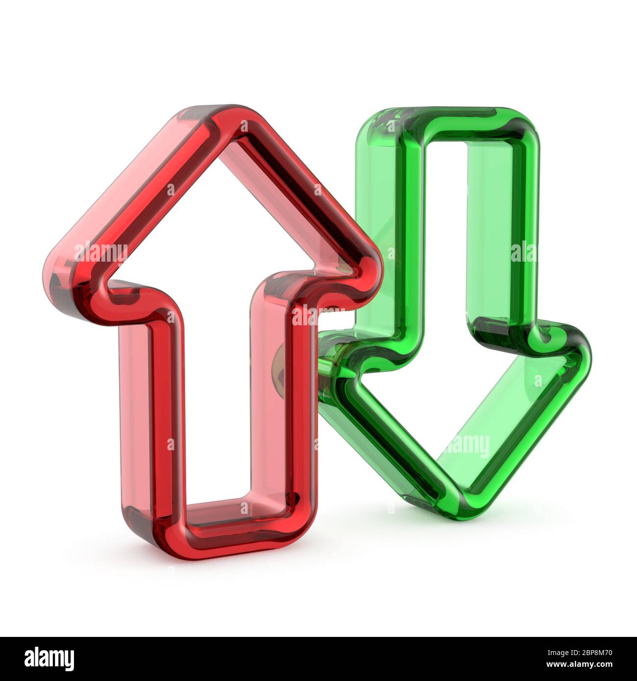 Cristal red and green arrows icon 3D render illustration isolated on ...