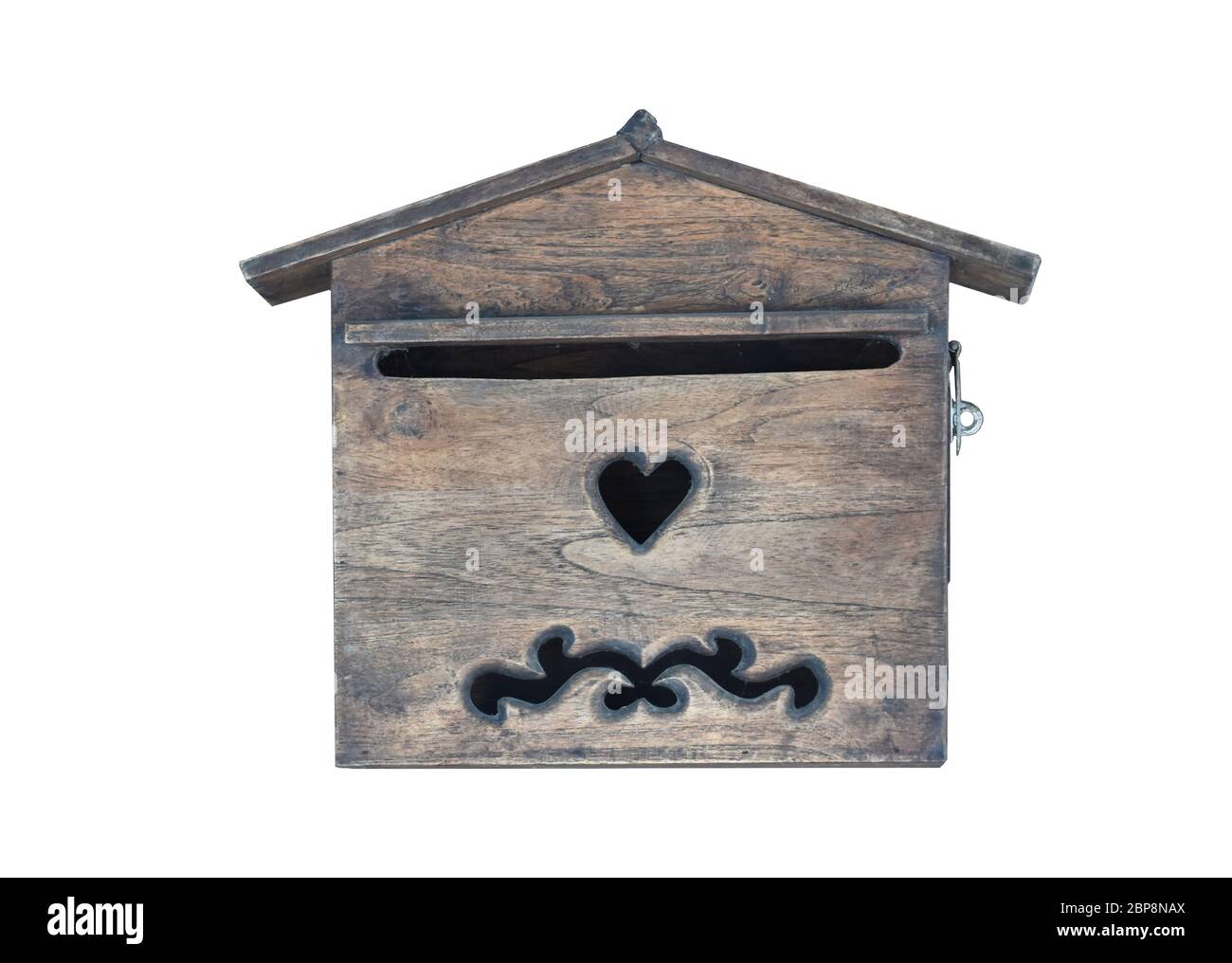 Mailbox made of wood isolated on white background. Object with clipping ...
