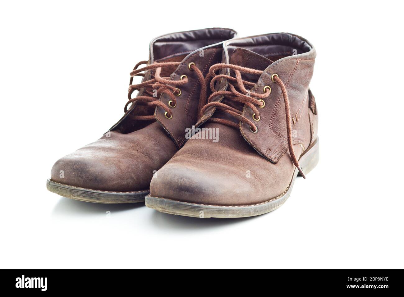 The leather boots isolated on white background Stock Photo - Alamy