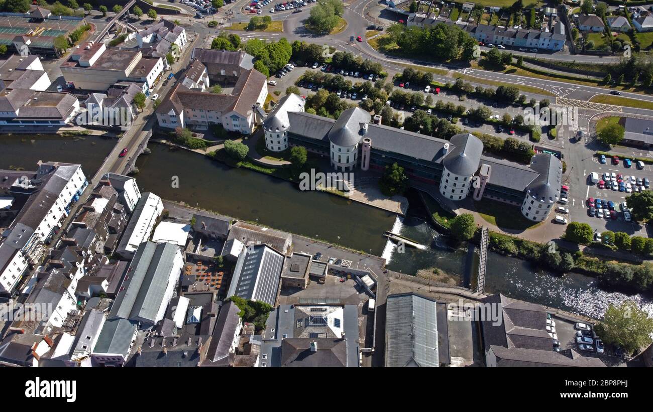 Aerial view haverfordwest pembrokeshire wales hires stock photography