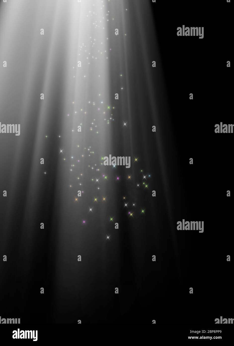 abstract background image of blurry lights and light beam manipulations over black background Stock Photo