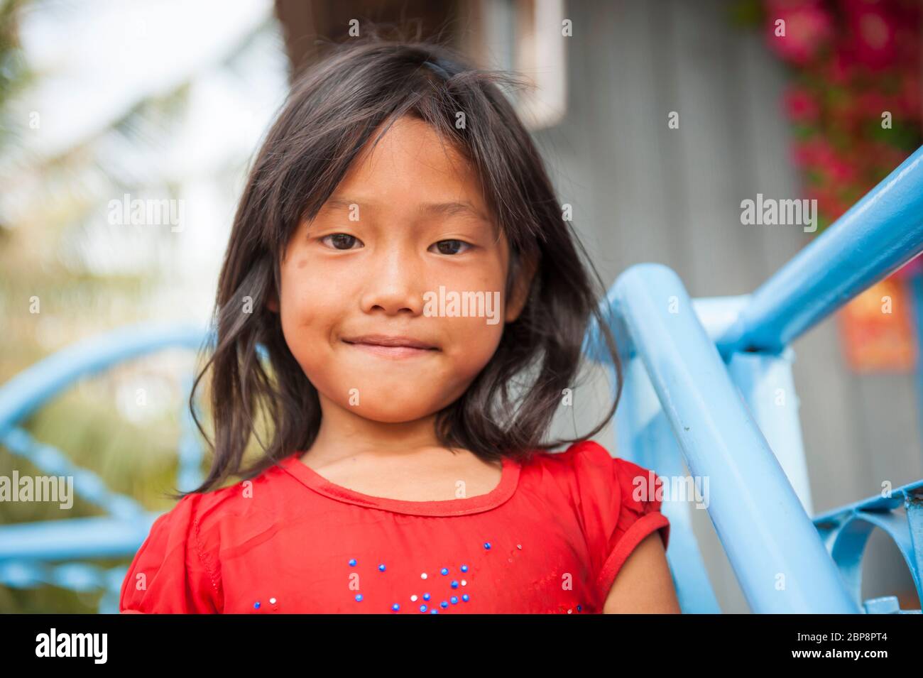 Young Cambodian girl. Silk Island, Phnom Penh, Cambodia, Southeast Asia Stock Photo